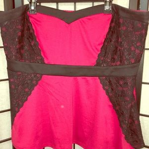 Sexy red and black lace tube top NWOT